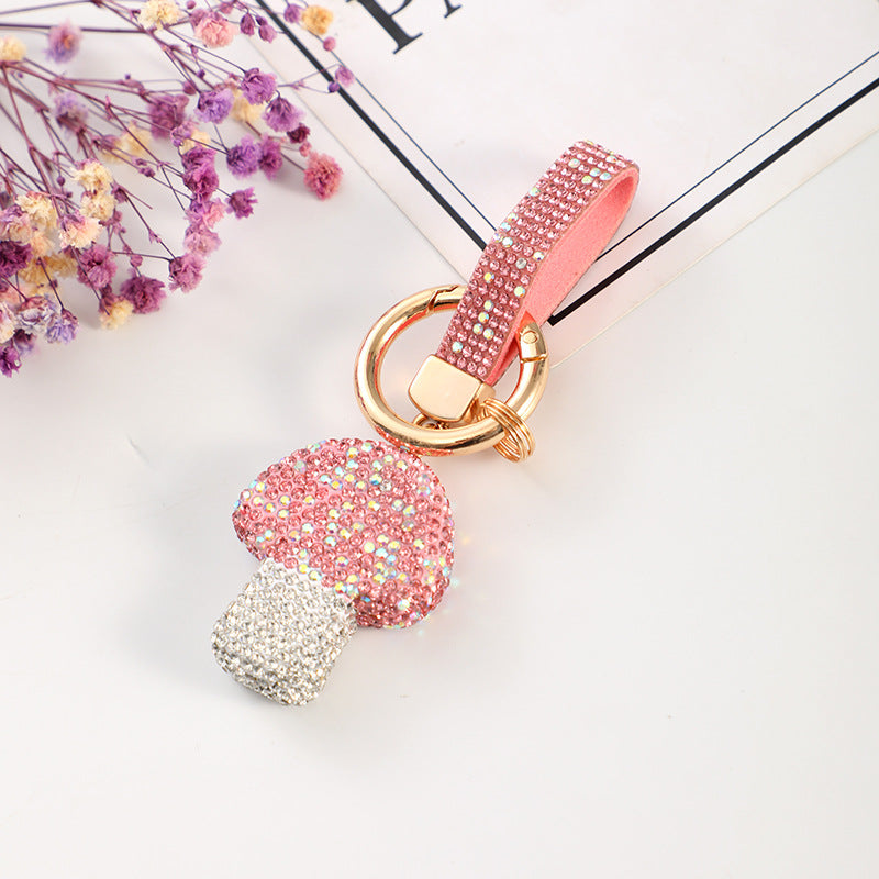 Wholesale 10pcs Zinc Alloy Mushroom Diamond Keychain
